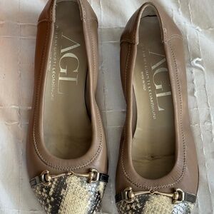AGL Attilio Giusti Leombruni Snaffle Leather Pump Snake Cap Tan EU 36.0/ US 6.0
